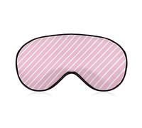 Antifaz con patrón de rayas diagonales rosa caramelo con correa ajustable para hombres y mujeres siesta de viaje para dormir por la noche