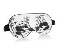 Antifaz de bambú con diseño de panda de acuarela para dormir divertido antifaz para dormir con correa ajustable pintura de lavado de tinta suave y ligero con los ojos vendados para hombres mujeres tra