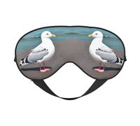 Antifaz de doble cara con estampado de gaviota, diseño ajustable, bloqueo de luz y transpirable, adecuado para descansar y viajar.