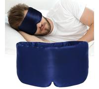 Antifaz de dormir de seda de morera 100 % con bloqueo de luz, acolchado suave, ayuda para dormir para viajes, parche para dormir (azul oscuro)