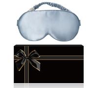 Antifaz de Dormir Seda YUNCHI 100% Anti-Luz Máscara de Ojos Cómoda Suave Agradable para la piel Tela Seda de Morera Natural Pura y pp Algodón relleno Antifaces para Mujeres Hombres (Azul)