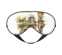 Antifaz de edificio antiguo con rama de olivo romano y estampado griego, antifaz suave con correa ajustable para dormir, viajar y relajarse