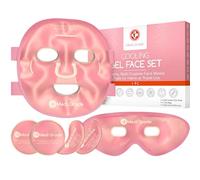 Antifaz de Gel Frío y Mascara para Ojos, Rosa - Tecnología de Gel Facial de Medi Grade - Set para Cuidado Facial de Mujer y Hombre, Mascara de Frio para Cara Ojos y Anti Ojeras