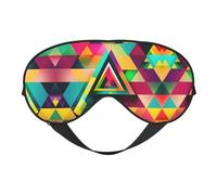Antifaz de ojos ajustable transpirable con patrón de triángulos coloridos, eficaz para dormir, con correa elástica