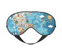 Antifaz de seda con diseño de mapa de Grecia, suave, cómodo y ajustable, para dormir