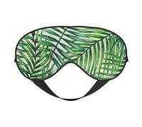 Antifaz de seda con estampado de hojas de plátano verde para dormir, cubierta suave con correa ajustable, cómoda para viajes, oficina, siesta