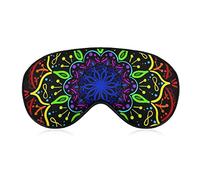 Antifaz de seda Mystery Rainbow Neon Mandala Art Antifaz para dormir con los ojos vendados para juegos Fiesta Dormir Viajes, antifaz para dormir Cubierta de ojos con correa elástica