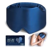 Antifaz de seda para dormir, antifaz de seda de gran tamaño que abraza la cara con los ojos vendados, cubierta de ojos de seda con banda ajustable para un oscurecimiento total para dormir toda la
