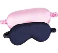 Antifaz de seda para dormir con correa ajustable, satén opaco para hombres y mujeres, cómoda sombra de ojos vendados para dormir por la noche (negro, rosa)
