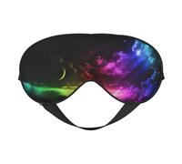Antifaz de seda para dormir con diseño de cielo y luna y arcoíris, correa elástica, para viajes y siesta, cubierta de ojos suave para viajes, yoga y siesta