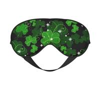 Antifaz de seda para dormir con estampado de hojas del día de San Patricio, cómodo antifaz ajustable para dormir