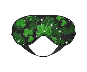 Antifaz de seda para dormir con estampado de hojas del día de San Patricio, cómodo antifaz ajustable para dormir