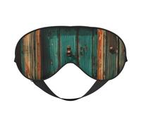 Antifaz de seda rústica con estampado de puerta de madera envejecida, cubierta suave con correa ajustable, cómoda para viajes, oficina y siesta
