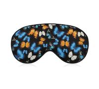 Antifaz de viaje transpirable y sin presión, con diseño de mariposas tropicales azules y amarillas, suave y gótico, para la noche, cómodo
