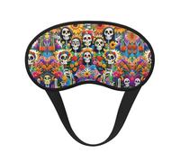 Antifaz ligero y cómodo con diseño floral de calavera mexicana del Día de los Muertos, con correa elástica para dormir, viajar, trabajar por turnos y meditar. Antifaz con bloqueo de luz.