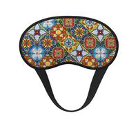 Antifaz opaca para dormir con estampado de azulejos de cerámica mexicana, cómoda cubierta para los ojos, ajustable, perfecta para viajes, meditación y camping
