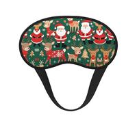 Antifaz opaca para dormir con estampado de Papá Noel y ciervo navideño, cómoda cubierta para los ojos, ajustable, perfecta para viajes, meditación y camping