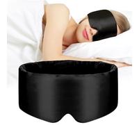 Antifaz para dormir 100% seda de morera, antifaz grande para mujeres y hombres con banda ajustable, cubierta de ojos para dormir, opaca para dormir toda la noche, viajes, siesta, oficina (negro)