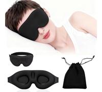 Antifaz para dormir 3D transpirable 1 unidad negro con diseño ergonómico, ajuste ajustable y total bloqueo de luz para viajes, siestas y descanso nocturno
