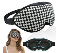 Antifaz para Dormir, Antifaces para Dormir 100% Que Bloquea la Luz, Máscara para Dormir Suave y Cómodo para Hombres y Mujeres (Estampado De Leopardo) (Cuadros Blancos)