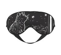Antifaz para dormir, antifaz con ilustración de gato que mira las estrellas, para dormir, para mujeres y hombres, cubiertas opacas para los ojos para viajes/dormir