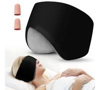 Antifaz para dormir, antifaz para dormir con cabeza ajustable, orejeras para dormir para hombres y mujeres, máscara de oídos 2 en 1 y venda para los ojos, cubierta suave de doble cara para todas las