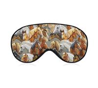 Antifaz para dormir Blackout Eye Mask Compatible con Cool Realistic Wild Horses Sleep Mask con correa ajustable, suave y cómoda venda nocturna para mujeres, hombres, ojos durmiendo, turnos de trabaj