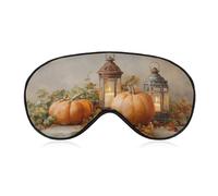 Antifaz para dormir, calabazas de otoño, velas, linternas vintage, máscara de dormir para mujeres y hombres, correa ajustable, cubierta de ojos vendados, para viajes, yoga, siesta, trabajo