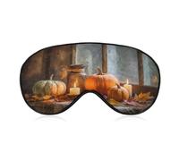 Antifaz para dormir, calabazas, velas, hojas de otoño en la mesa, máscara de dormir para mujeres y hombres, correa ajustable, cubierta de ojos vendados para viajes, yoga, siesta, trabajo