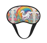 Antifaz para dormir cómoda con diseño de unicornios de dibujos animados, con borde negro, para bloquear la luz y dormir reparador