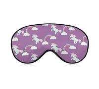 Antifaz para dormir Cómodo y súper suave Antifaz para dormir con correa ajustable para dormir Viaje Ojo seco, antifaz para dormir Cubierta para ojos Unicorn Rainbow Cloud Purple Art Eye Cover