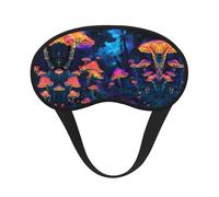 Antifaz para dormir cómodo y súper suave con diseño psicodélico de hongos vibrantes y brillantes, con correa ajustable para viajes, siestas, yoga, aviones y noches. Antifaz sin presión.