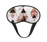 Antifaz para dormir cómodo y supersuave con diseño de triángulos geométricos en oro rosa y blanco, con correa ajustable para viajes, trabajo, turnos de trabajo y siestas. Cubreojos 3D con luz BlockOu