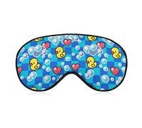 Antifaz para dormir compatible con Cute Funny Bubbles Hearts Yellow Rubber Ducks Blackout Eye Mask para dormir con correa ajustable, cómoda noche con los ojos vendados, suaves sombras de ojos para m