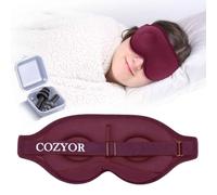 Antifaz para dormir con acolchado 3D, 100% oscuro, para dormir de lado, con tapones de silicona, antifaz suave para avión, color negro, Eclipse, gafas de dormir con banda elástica ajustable para