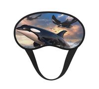 Antifaz para dormir con ballenas y aves de presa, suave y cómodo para hombres, mujeres, cómodo antifaz para dormir