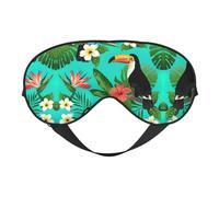 Antifaz para dormir con bloqueo de luz de pájaros tropicales y hojas de plantas, ajustable, cómoda, suave, reversible, para dormir