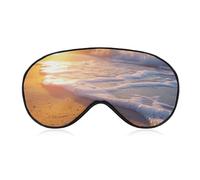 Antifaz para dormir con diseño de amanecer, color arena y orilla del mar, para mujeres y hombres, correa ajustable, cubierta de ojos vendados, para viajes, yoga, siesta, trabajo