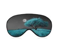 Antifaz para dormir con diseño de árbol turquesa en campo abierto, luna llena, máscara para dormir para mujeres y hombres, correa ajustable, cubierta de ojos vendados, para viajes, yoga, siesta