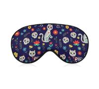 Antifaz para dormir con diseño de calavera de azúcar, diseño de gato negro, rosa y esqueleto, para el Día de los Muertos, antifaz para dormir sin presión