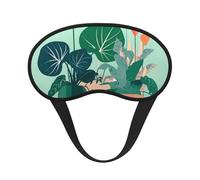 Antifaz para dormir con diseño de dibujos animados de plantas verdes en maceta, poliéster suave, antiluz, elegante, adecuado para hombres y mujeres, para el trabajo diario y viajes al aire libre.