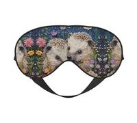 Antifaz para dormir con diseño de erizos florales, ajustable, transpirable, a la moda para una experiencia de sueño cómoda