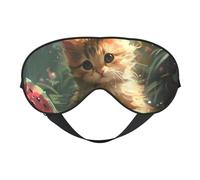 Antifaz para dormir con diseño de gatito con nenúfares de agua, máscaras de ojos para dormir de doble cara, para mujeres y hombres, cubiertas opacas para dormir, viajes
