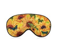 Antifaz para dormir con diseño de girasoles amarillos en acuarela para adultos, ajustable, suave, para hombres y mujeres, para viajes, siestas