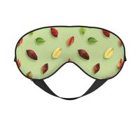 Antifaz para dormir con diseño de hojas de colores sobre fondo verde claro, con correa ajustable, bloquea la luz, ideal para mujeres, hombres, viajes en avión, siestas y meditación.