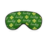Antifaz para dormir con diseño de hojas de trébol y palabras de la suerte ajustables para el día de San Patricio, antifaz suave y opaco para dormir para hombres y mujeres, para una noche de sueño comp