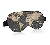 Antifaz para dormir con diseño de mapa del mundo vintage para mujeres y hombres, suave, cómodo, antifaz para bloquear la luz, antifaz nocturno con correa ajustable para viajes, dormir, turnos de traba