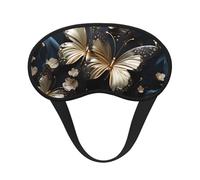 Antifaz para dormir con diseño de mariposas blancas y doradas, de poliéster suave, antiluz, elegante, adecuado para hombres y mujeres, para el trabajo diario y viajes al aire libre.