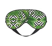 Antifaz para dormir con diseño de palmera y plantas tropicales, ajustable, cómoda, suave, reversible, para dormir
