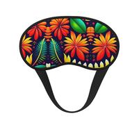 Antifaz para dormir con diseño de plantas tropicales y bordes negros satinados para bloquear la luz y dormir reparador